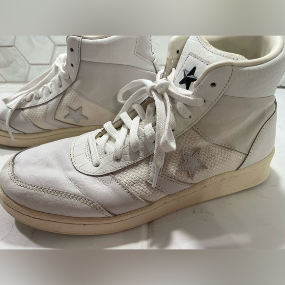 Converse Pro Leather Sport Unisex Men’s 8.5 Woman’s 10 White Hi Top Sneakers - Picture 3 of 9